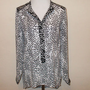 Mossimo Black/White Long Sleeve Tunic Shirt Top